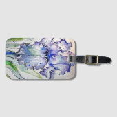 Étiquette À Bagage Étiquette de bagage fleur d'iris pourpre aquarelle (Devant Horizontal)