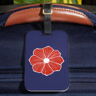 Étiquette À Bagage Étiquette de bagage Fleur rouge tropicale