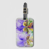 Étiquette À Bagage Étiquette de bagage fleur violette violette aquare (Devant Vertical)