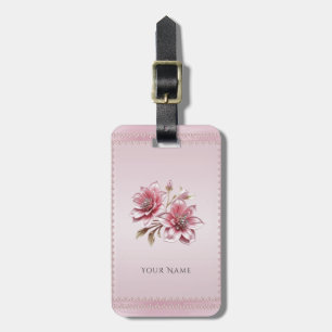 Étiquette À Bagage Étiquette de bagage Fleurs roses modernes