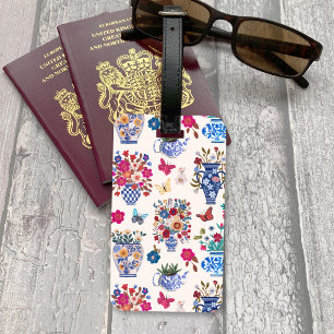 Étiquette À Bagage Étiquette de bagage florale chinoiserie chic pour