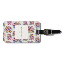 Étiquette de bagage florale personnalisée | L'aven