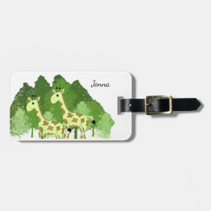 Étiquette À Bagage Étiquette de bagage girafes de la jungle