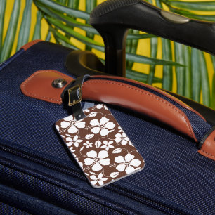 ÉTIQUETTE À BAGAGE ÉTIQUETTE DE BAGAGE HAWAIENNE HULA (HIBISCUS) BRUN