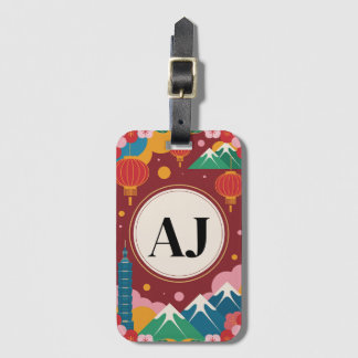 Étiquette À Bagage Étiquette de bagage initiale florale personnalisée