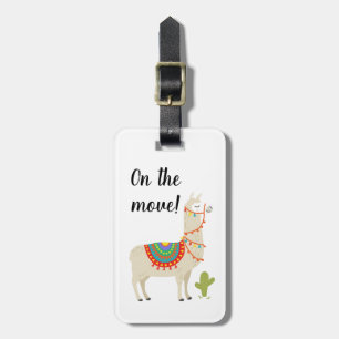 Étiquette À Bagage Étiquette de bagage - Lama mignon, en déplacement