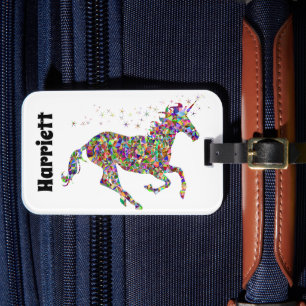 Étiquette À Bagage Étiquette de bagage licorne monogramme