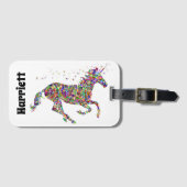 Étiquette À Bagage Étiquette de bagage licorne monogramme (Devant Horizontal)