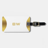 Étiquette À Bagage Étiquette de bagage moderne avec bordure dorée sur (Devant horizontal)