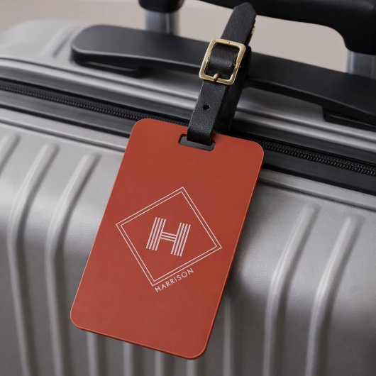 Étiquette À Bagage Étiquette de bagage | Monogramme initial géométriq