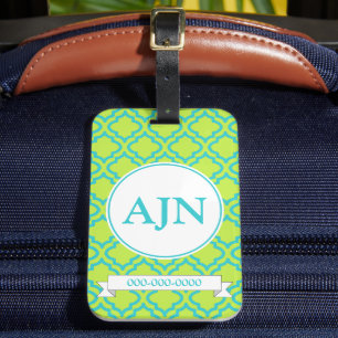Étiquette À Bagage Étiquette de bagage Monogramme Lime