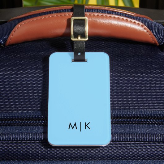 Étiquette À Bagage Étiquette de bagage monogramme moderne bleu bébé e (Insitu Rectoal 2)