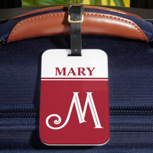Étiquette À Bagage Étiquette de bagage monogramme rouge (Insitu Rectoal 2)