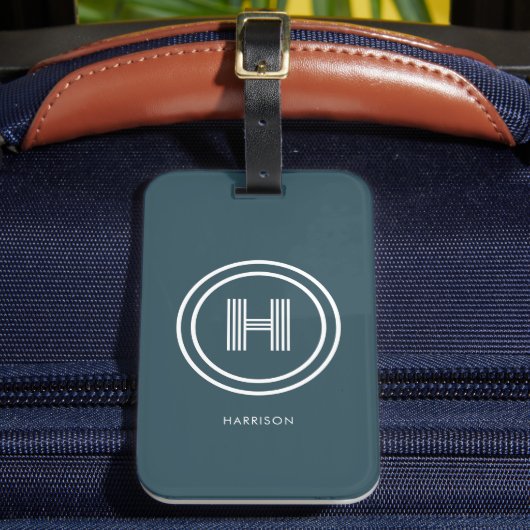 Étiquette À Bagage Étiquette de bagage | Monogramme simple moderne (Insitu Rectoal 2)