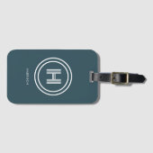Étiquette À Bagage Étiquette de bagage | Monogramme simple moderne (Devant Horizontal)