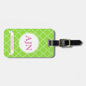 Étiquette À Bagage Étiquette de bagage Monogramme Vert Citron Clair (Devant horizontal)