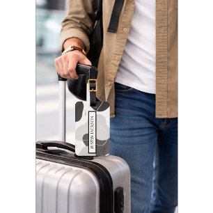 Étiquette À Bagage Étiquette de bagage noir et blanc moderne personna