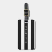 Étiquette À Bagage Étiquette de bagage - noir nautique de rayures (Devant Vertical)