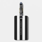 Étiquette À Bagage Étiquette de bagage - noir nautique de rayures (Dos Vertical)