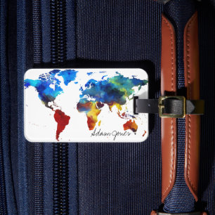 Étiquette À Bagage Étiquette de bagage personnalisée - Carte du monde