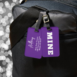 Étiquette À Bagage Étiquette de bagage personnalisée MINE Violet Blan