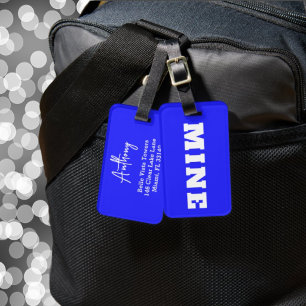 Étiquette À Bagage Étiquette de bagage personnalisée néon bleu blanc