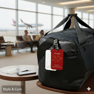 Étiquette À Bagage Étiquette de bagage personnalisée Noël esprit roug