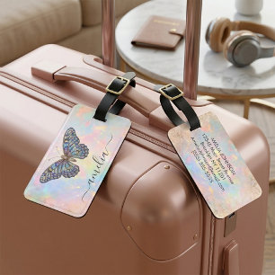 Étiquette À Bagage Étiquette de bagage personnalisée pailletée papill