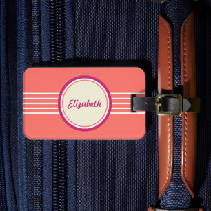 Étiquette À Bagage Étiquette de bagage personnalisée rétro corail rou