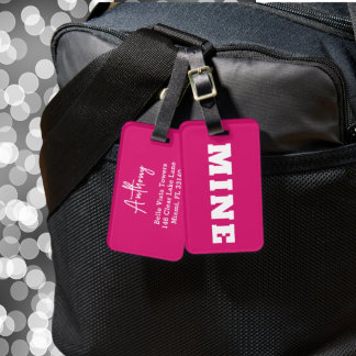 Étiquette À Bagage Étiquette de bagage personnalisée rose blanc amusa