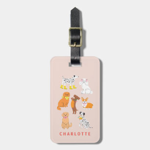 Étiquette À Bagage Étiquette de bagage personnalisée rose pour chien