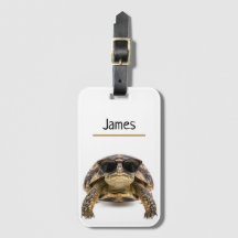 Étiquette de bagage personnalisée tortue cool