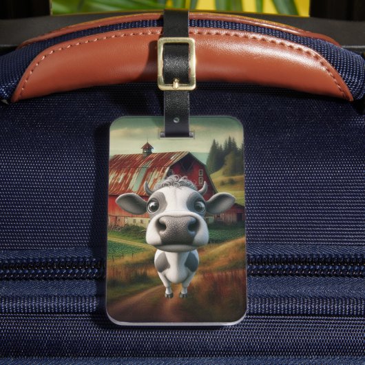 Étiquette À Bagage Étiquette de bagage personnalisée Vache & Grange C (Insitu Rectoal 2)