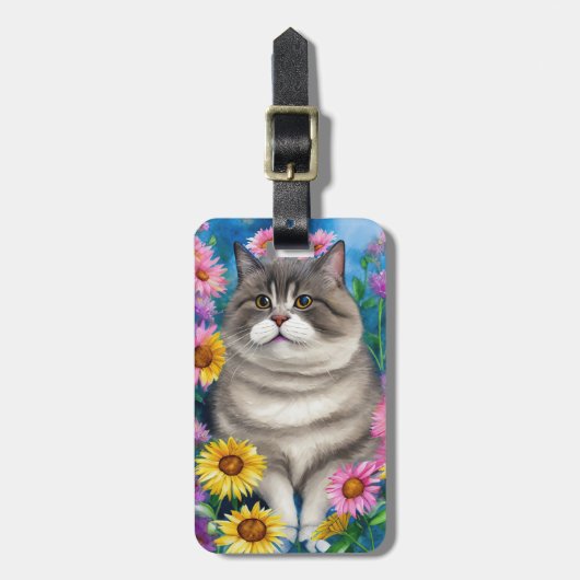 Étiquette À Bagage Étiquette de bagage pour chat (Devant Vertical)