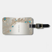 Étiquette À Bagage Étiquette de bagage pour pierres bleues dorées (Devant horizontal)