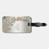 Étiquette À Bagage Étiquette de bagage pour pierres bleues dorées (Dos horizontal)