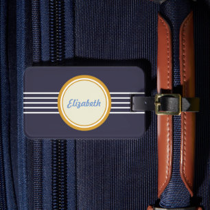 Étiquette À Bagage Étiquette de bagage rétro personnalisée bleu foncé