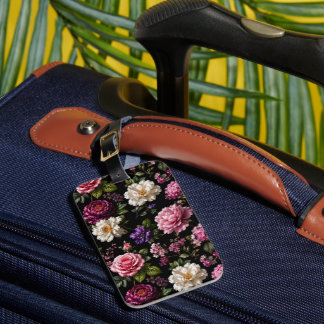 Étiquette À Bagage Étiquette de bagage Rose en velours noir
