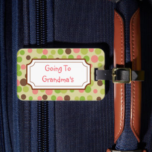 Étiquette À Bagage Étiquette de bagage rose pour chez Mamie