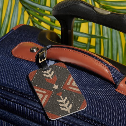 Étiquette À Bagage Étiquette de bagage rustique boho impression terra (Insitu Rectoal 1)