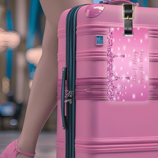 Étiquette À Bagage Étiquette de bagage scintillante rose chaud pour l