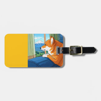 Étiquette À Bagage étiquette de bagage shiba inu et mt fuji