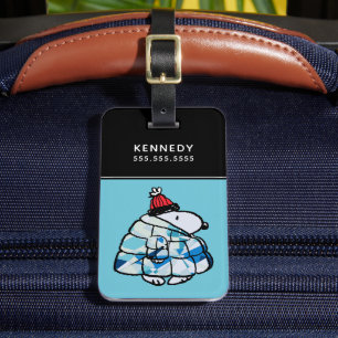 Étiquette À Bagage Étiquette de bagage Snoopy en hiver avec manteau r