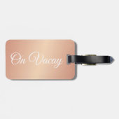 Étiquette À Bagage Étiquette de bagage - sur les confettis roses d'or (Dos horizontal)