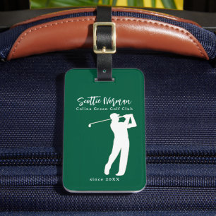 Étiquette À Bagage Étiquette de bagage verte pour golfeur élégant