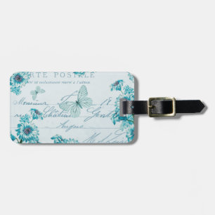Étiquette À Bagage Étiquette de bagage vintage florale avec fleurs bl