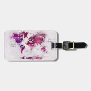 Étiquette À Bagage étiquette de bagages de carte du monde