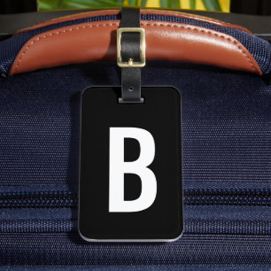 Étiquette À Bagage Étiquette de bagages de voyage initiale en noir so