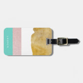 Étiquette À Bagage étiquette de bagages Monogram en or pastel (Devant horizontal)