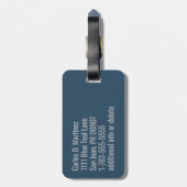 Étiquette À Bagage Étiquette de bagages monogramme en argent élégant (Dos Vertical)